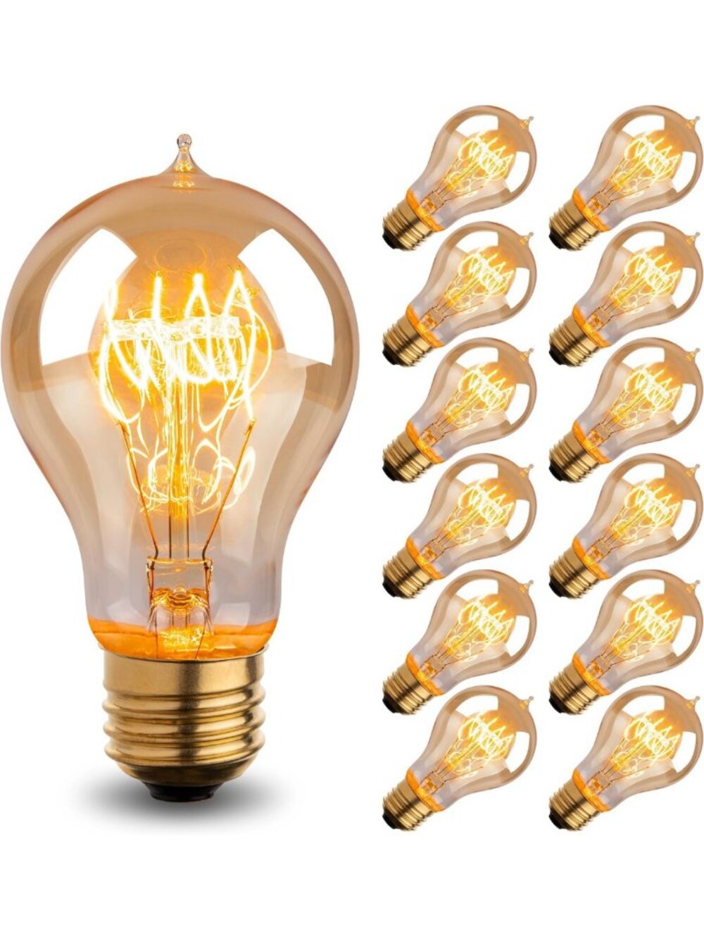 Vintage Edison Light Bulbs 60W A19 Soft Yellow Amber Retro Dimmable 12 Pack